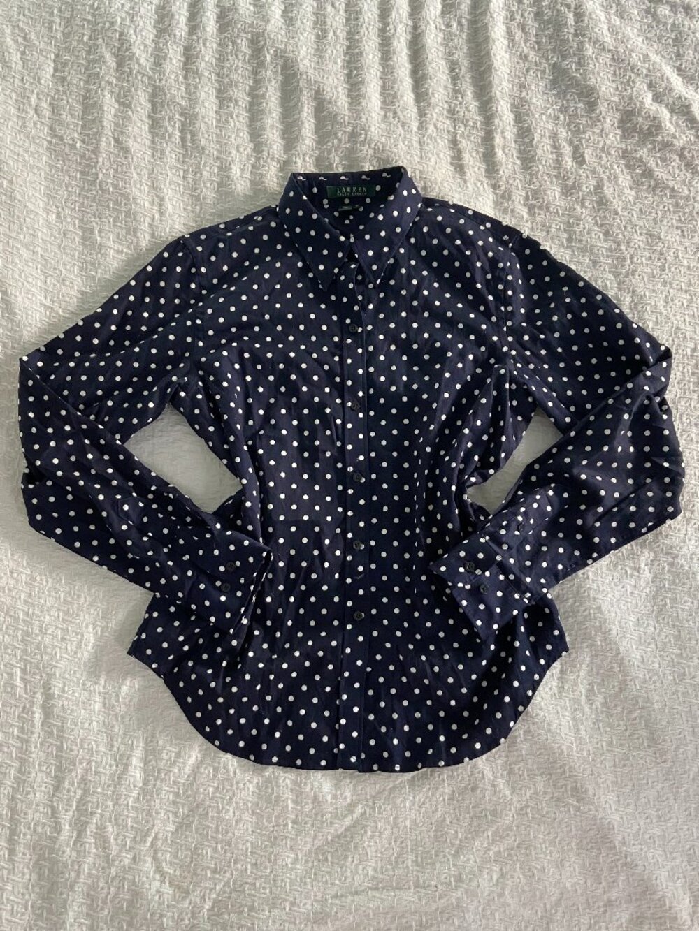Ralph Lauren Navy Polka Dot Button Down Shirt